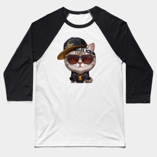 Silver Tabby Cat Hip-Hop Super Star Baseball T-Shirt